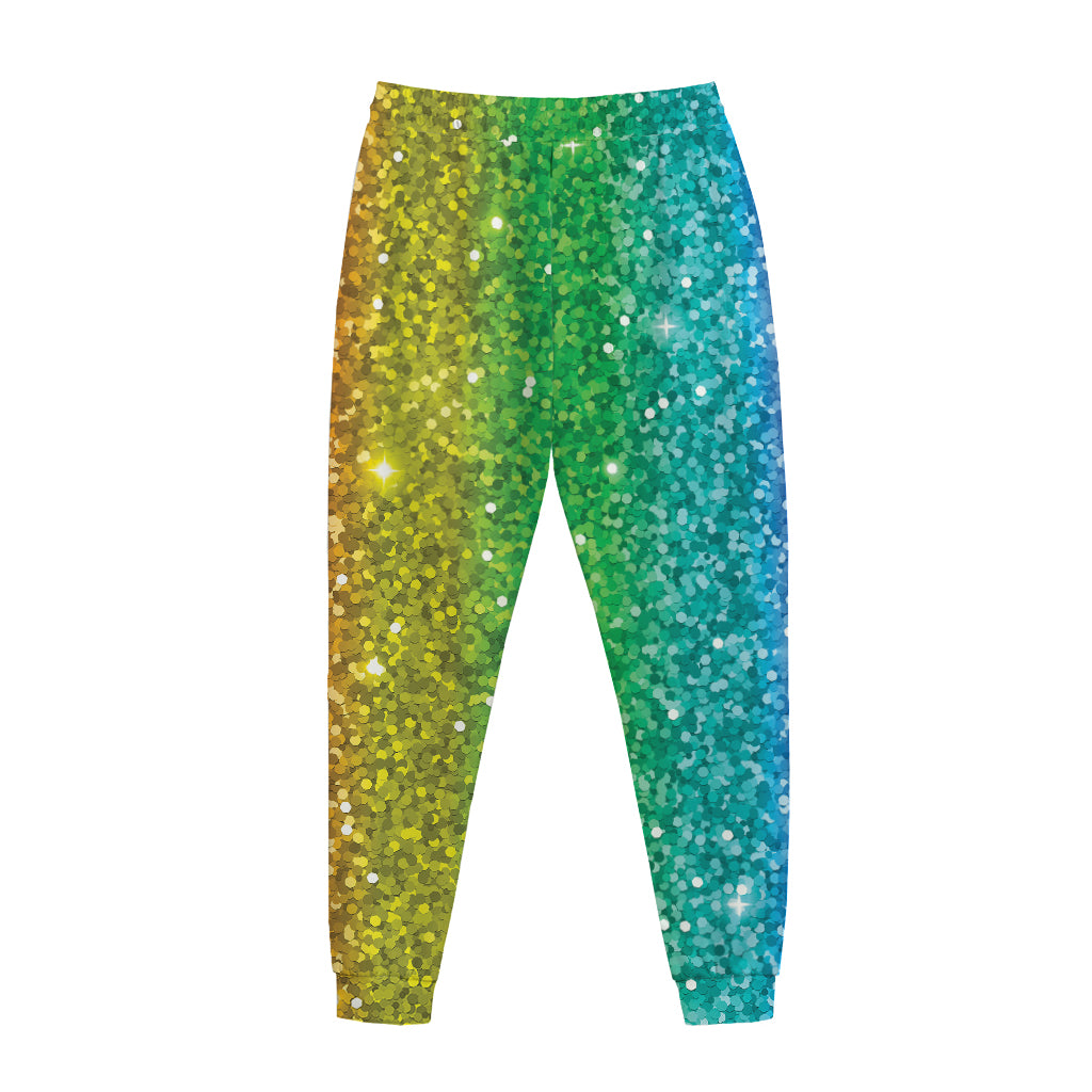 Rainbow (NOT Real) Glitter Print Jogger Pants