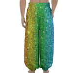 Rainbow (NOT Real) Glitter Print Lantern Pants