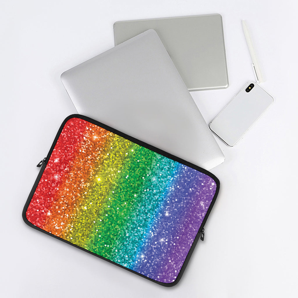 Rainbow (NOT Real) Glitter Print Laptop Sleeve