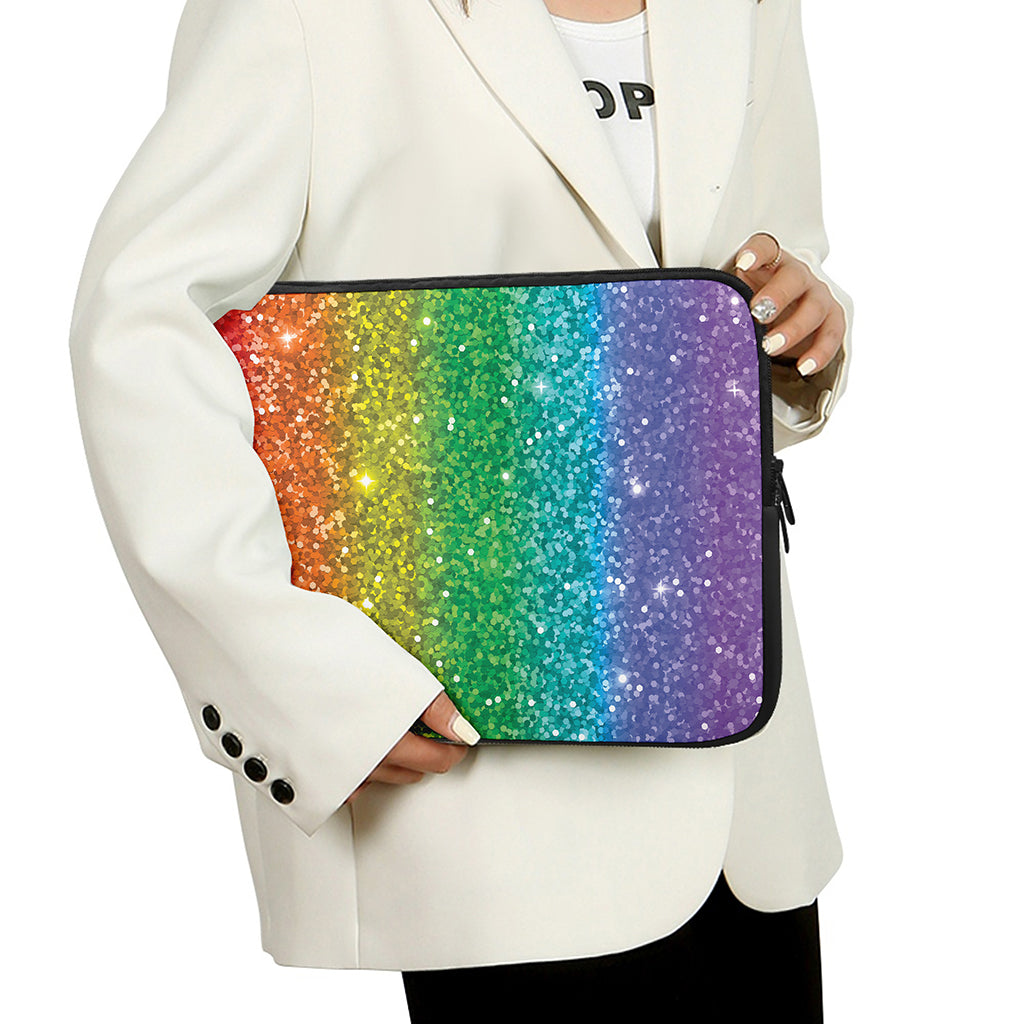 Rainbow (NOT Real) Glitter Print Laptop Sleeve