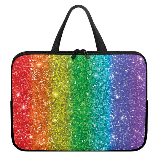 Rainbow (NOT Real) Glitter Print Laptop Sleeve With Handle