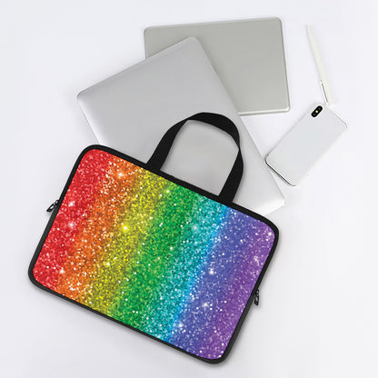 Rainbow (NOT Real) Glitter Print Laptop Sleeve With Handle