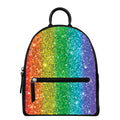 Rainbow (NOT Real) Glitter Print Leather Backpack