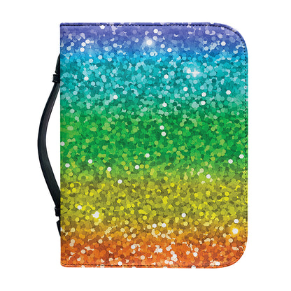 Rainbow (NOT Real) Glitter Print Leather Bible Cover