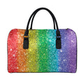 Rainbow (NOT Real) Glitter Print Leather Duffel Bag