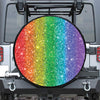 Rainbow (NOT Real) Glitter Print Leather Spare Tire Cover