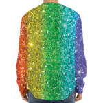 Rainbow (NOT Real) Glitter Print Long Sleeve Baseball Jersey