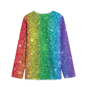 Rainbow (NOT Real) Glitter Print Long Sleeve Short Coat