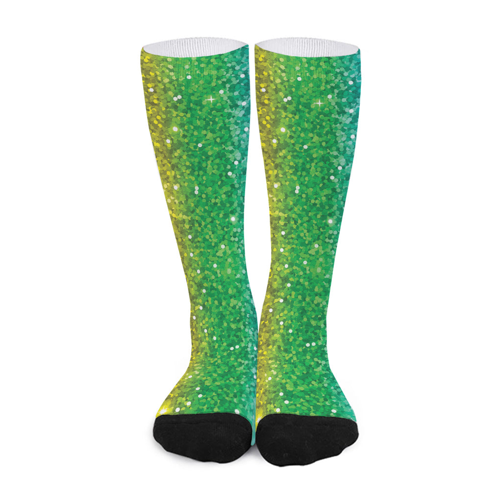 Rainbow (NOT Real) Glitter Print Long Socks