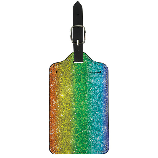 Rainbow (NOT Real) Glitter Print Luggage Tag