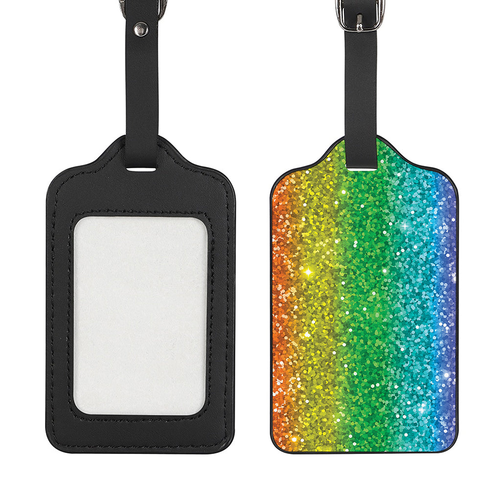 Rainbow (NOT Real) Glitter Print Luggage Tag