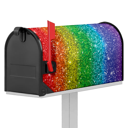 Rainbow (NOT Real) Glitter Print Mailbox Cover