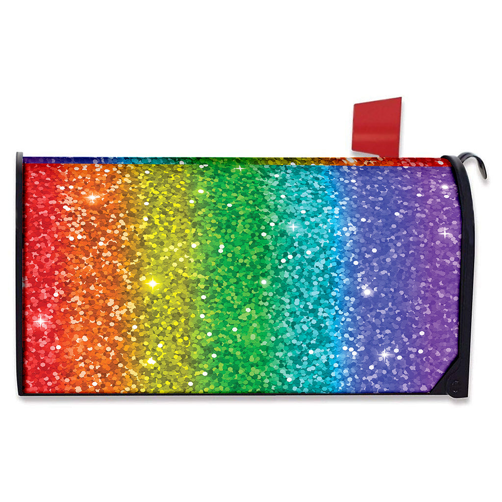 Rainbow (NOT Real) Glitter Print Mailbox Cover