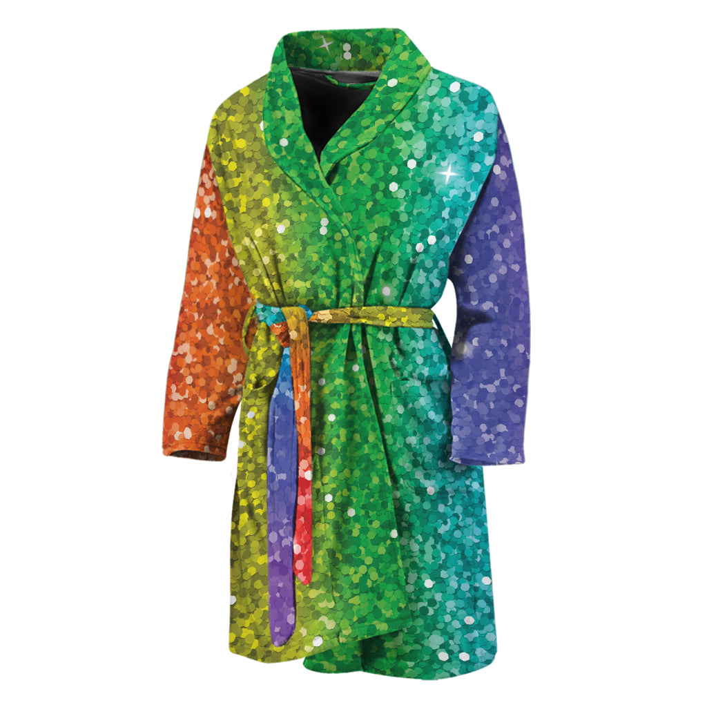 Rainbow (NOT Real) Glitter Print Men's Bathrobe