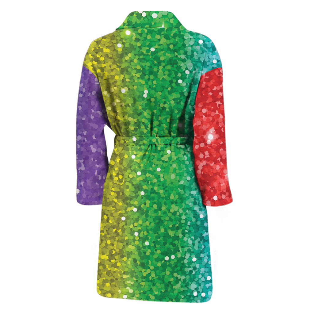 Rainbow (NOT Real) Glitter Print Men's Bathrobe