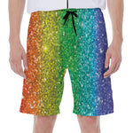 Rainbow (NOT Real) Glitter Print Men's Beach Shorts