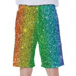 Rainbow (NOT Real) Glitter Print Men's Beach Shorts