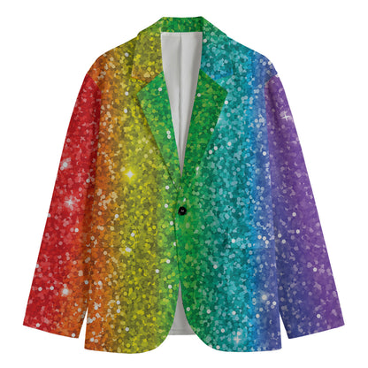 Rainbow (NOT Real) Glitter Print Men's Blazer