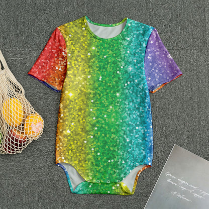 Rainbow (NOT Real) Glitter Print Men's Bodysuit