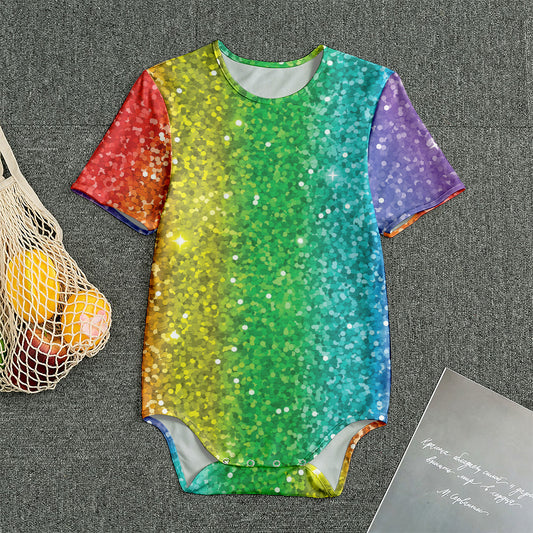 Rainbow (NOT Real) Glitter Print Men's Bodysuit