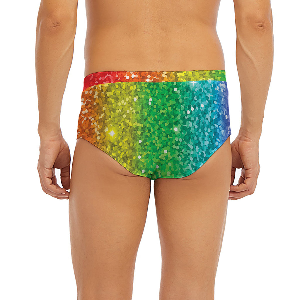 Rainbow (NOT Real) Glitter Print Men's Briefs