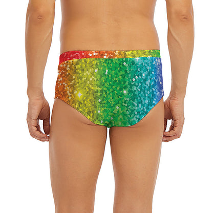 Rainbow (NOT Real) Glitter Print Men's Briefs