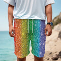 Rainbow (NOT Real) Glitter Print Men's Cargo Shorts