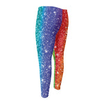 Rainbow (NOT Real) Glitter Print Men's Compression Pants