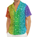 Rainbow (NOT Real) Glitter Print Men's Deep V-Neck Shirt