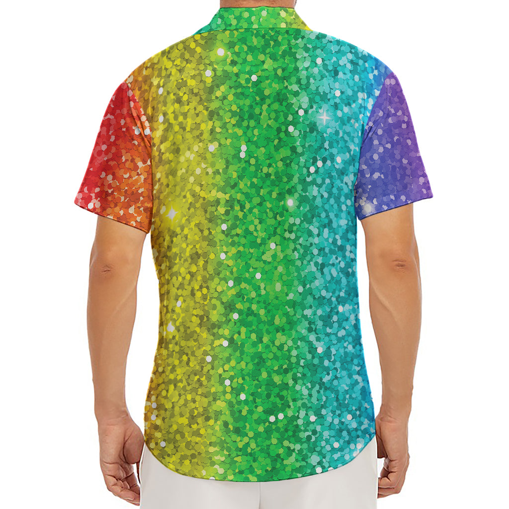 Rainbow (NOT Real) Glitter Print Men's Deep V-Neck Shirt