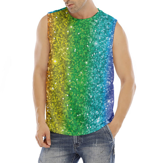 Rainbow (NOT Real) Glitter Print Men's Fitness Tank Top