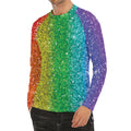 Rainbow (NOT Real) Glitter Print Men's Long Sleeve Rash Guard