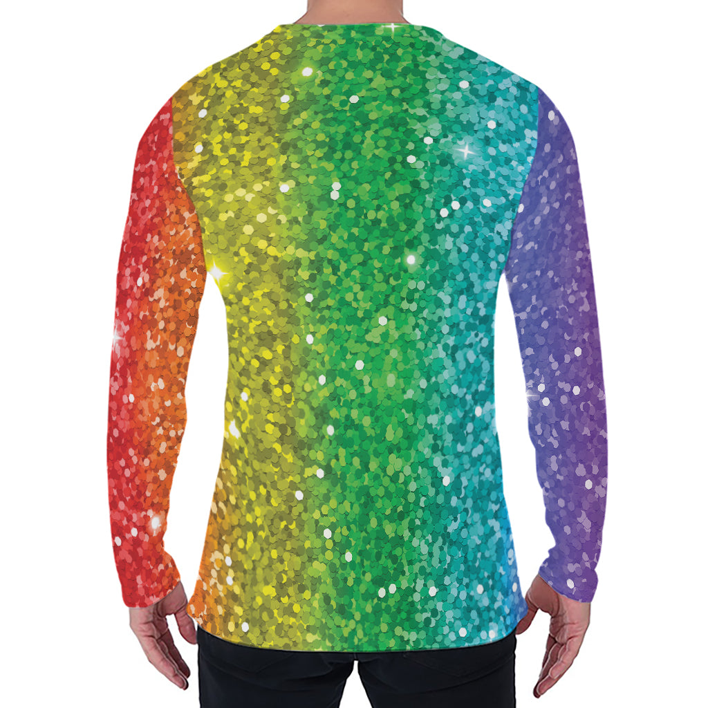 Rainbow (NOT Real) Glitter Print Men's Long Sleeve T-Shirt
