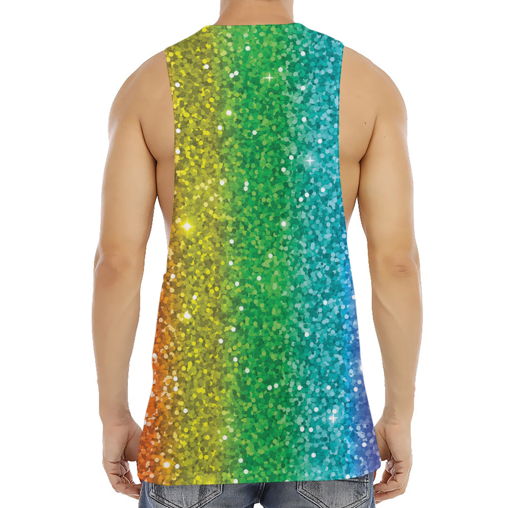 Rainbow (NOT Real) Glitter Print Men's Muscle Tank Top