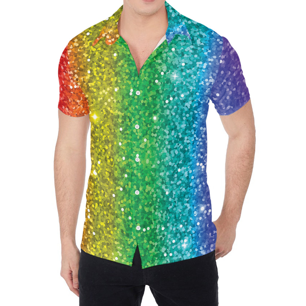 Rainbow (NOT Real) Glitter Print Men's Shirt