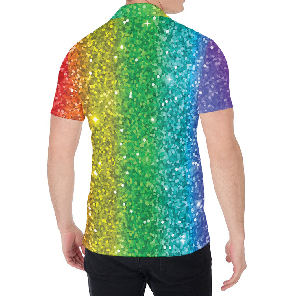 Rainbow (NOT Real) Glitter Print Men's Shirt