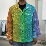 Rainbow (NOT Real) Glitter Print Men's Shirt Jacket