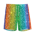 Rainbow (NOT Real) Glitter Print Men's Sports Shorts