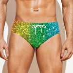 Rainbow (NOT Real) Glitter Print Men's Swim Briefs