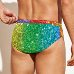 Rainbow (NOT Real) Glitter Print Men's Swim Briefs