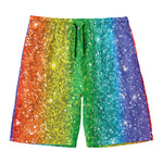 Rainbow (NOT Real) Glitter Print Men's Swim Trunks