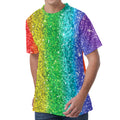 Rainbow (NOT Real) Glitter Print Men's Velvet T-Shirt