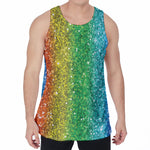 Rainbow (NOT Real) Glitter Print Men's Velvet Tank Top