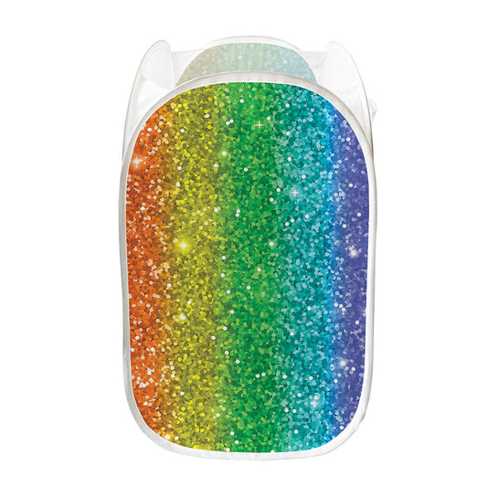 Rainbow (NOT Real) Glitter Print Mesh Laundry Hamper