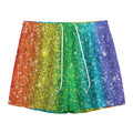 Rainbow (NOT Real) Glitter Print Mesh Shorts