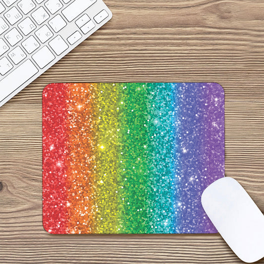 Rainbow (NOT Real) Glitter Print Mouse Pad