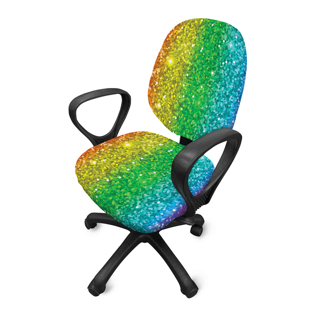 Rainbow (NOT Real) Glitter Print Office Chair Cover
