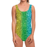 Rainbow (NOT Real) Glitter Print One Piece Swimsuit