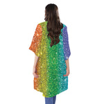 Rainbow (NOT Real) Glitter Print Open Front Beach Cover Up