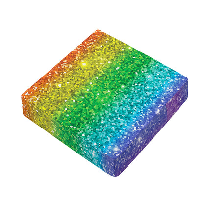 Rainbow (NOT Real) Glitter Print Outdoor Seat Cushion Cover